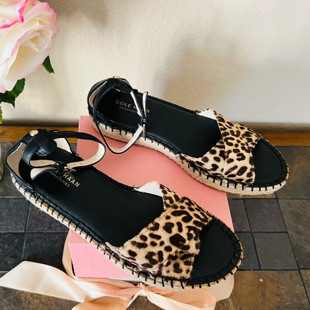 Cole Haan Leopard Leather Sandals